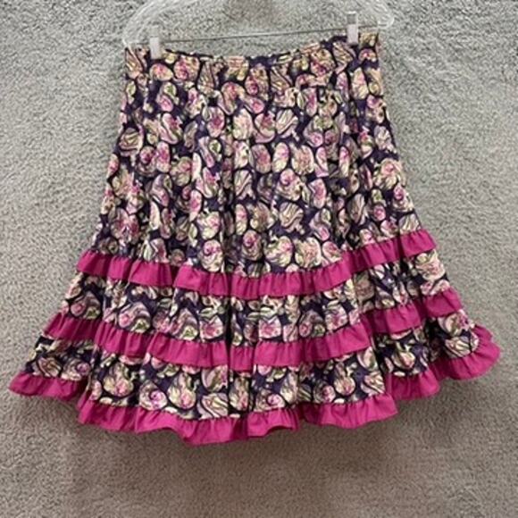 Malco Modes Medium Floral Skirt Square Dance Western Elastic Waist Vintage - Picture 1 of 9
